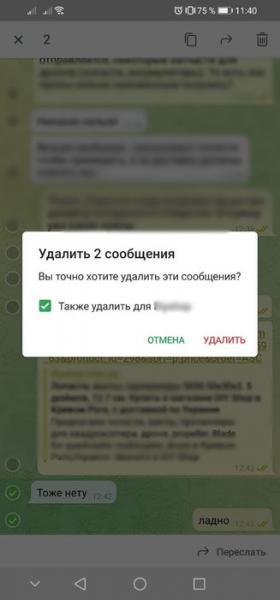 Почему сама удалилась переписка в Телеграмме