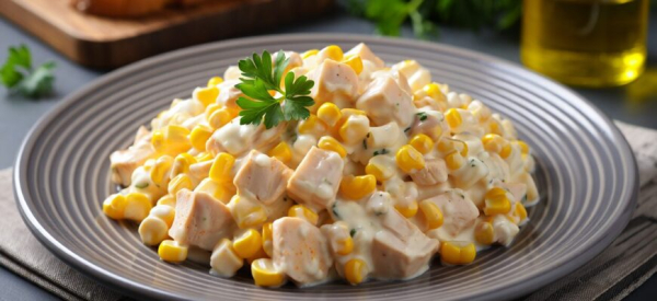 Минута отдыха Как приготовить вкусный салат с курицей, сыром и кукурузой за 15 минут? Интересное 